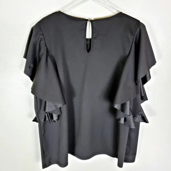 Ashley Stewart Black Rhinestone Trim Top Size 26/28 - Picture 6 of 6